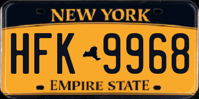 NY license plate HFK9968