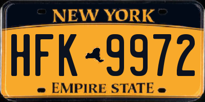 NY license plate HFK9972