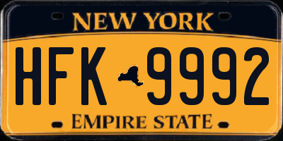 NY license plate HFK9992