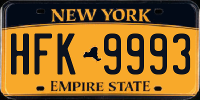 NY license plate HFK9993
