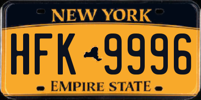 NY license plate HFK9996