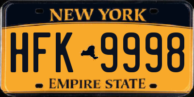 NY license plate HFK9998