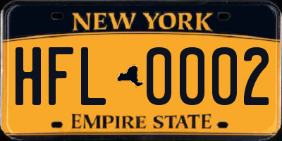 NY license plate HFL0002