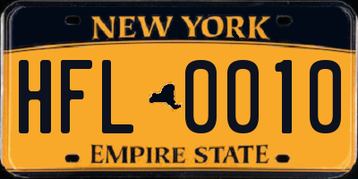 NY license plate HFL0010