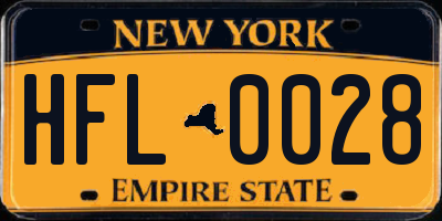 NY license plate HFL0028