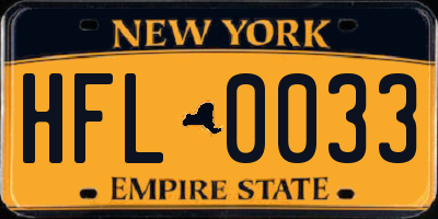 NY license plate HFL0033