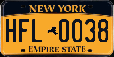 NY license plate HFL0038