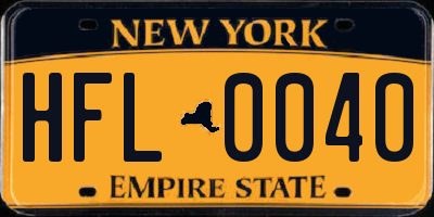 NY license plate HFL0040