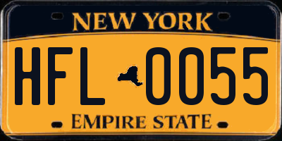 NY license plate HFL0055