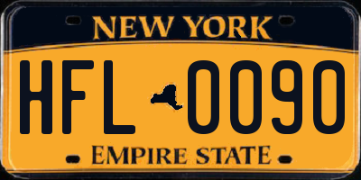 NY license plate HFL0090