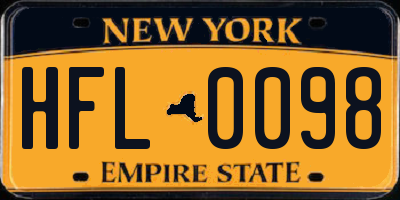 NY license plate HFL0098