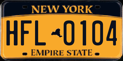 NY license plate HFL0104