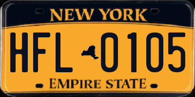 NY license plate HFL0105