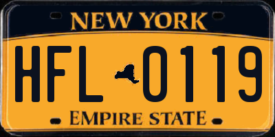 NY license plate HFL0119