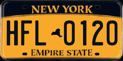 NY license plate HFL0120