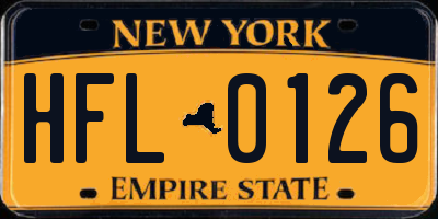 NY license plate HFL0126