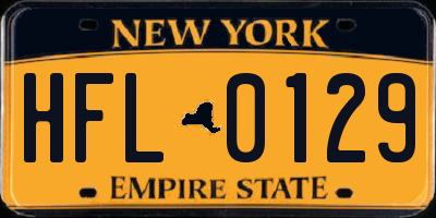 NY license plate HFL0129