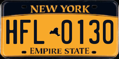 NY license plate HFL0130