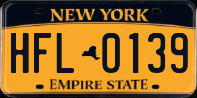 NY license plate HFL0139