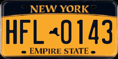 NY license plate HFL0143