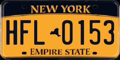 NY license plate HFL0153