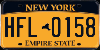 NY license plate HFL0158