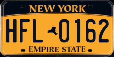 NY license plate HFL0162