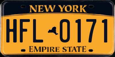 NY license plate HFL0171