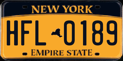 NY license plate HFL0189