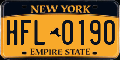 NY license plate HFL0190