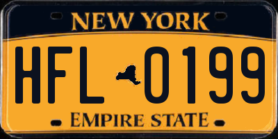 NY license plate HFL0199