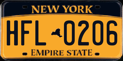 NY license plate HFL0206