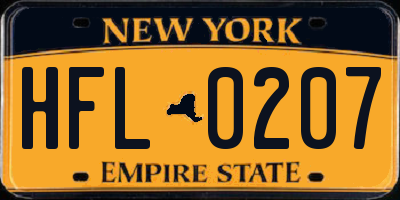 NY license plate HFL0207