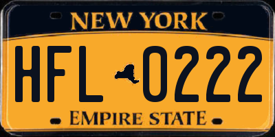 NY license plate HFL0222