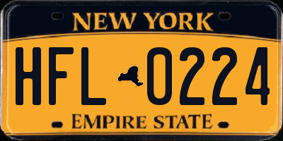 NY license plate HFL0224