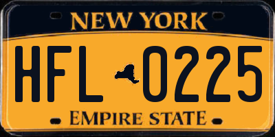 NY license plate HFL0225