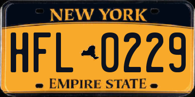NY license plate HFL0229
