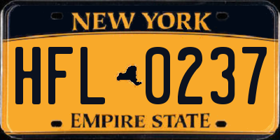 NY license plate HFL0237