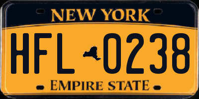 NY license plate HFL0238