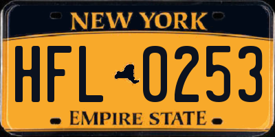 NY license plate HFL0253
