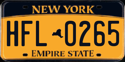 NY license plate HFL0265