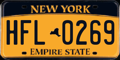 NY license plate HFL0269