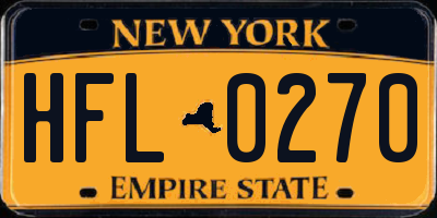 NY license plate HFL0270