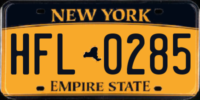 NY license plate HFL0285