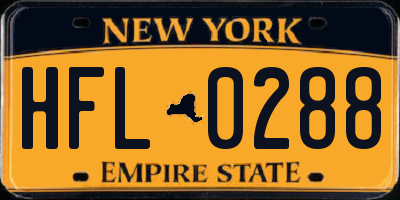 NY license plate HFL0288