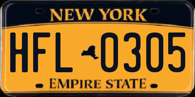 NY license plate HFL0305