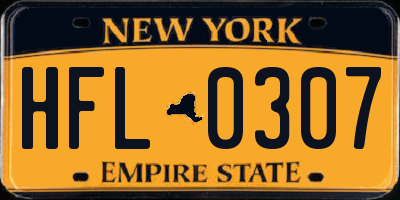 NY license plate HFL0307