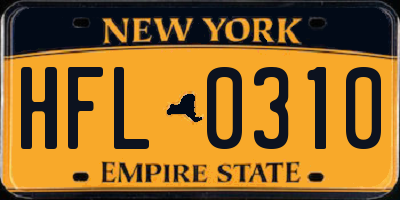 NY license plate HFL0310