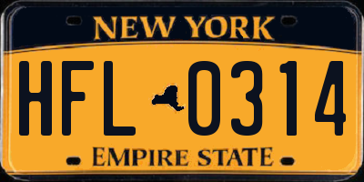 NY license plate HFL0314