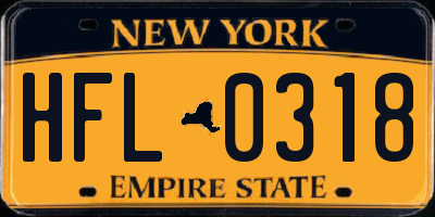 NY license plate HFL0318